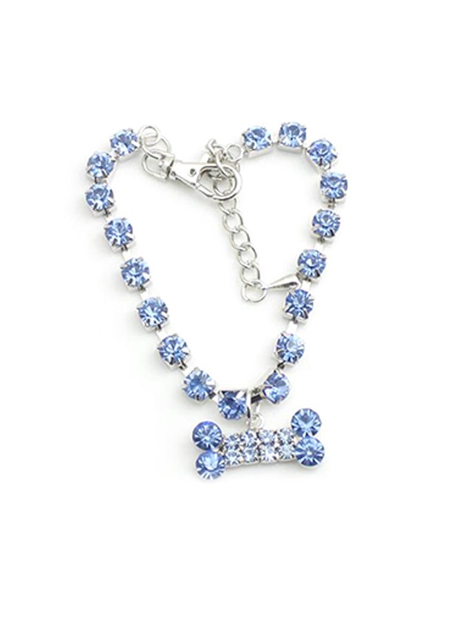 Bluelans Cute Bone Heart Pendant Rhinestone Decor Necklace Collar for Puppy Dog Cat Pet Blue  - Image 1