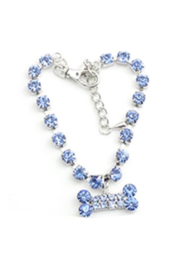 Bluelans Cute Bone Heart Pendant Rhinestone Decor Necklace Collar for Puppy Dog Cat Pet Blue  - Image 1