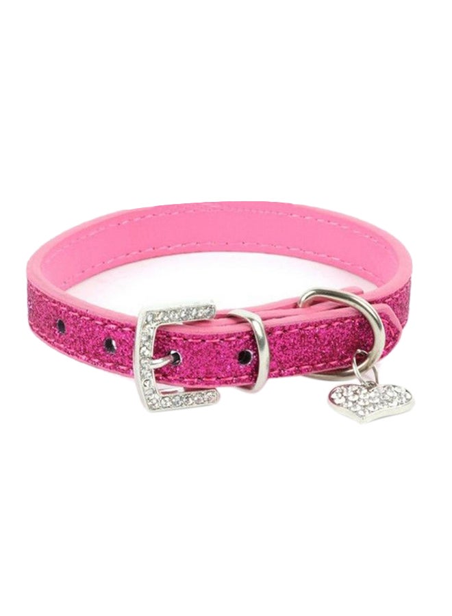 Bluelans Shining Pet Dog Collar with Rhinestone Heart Pendant Puppy Choker Necklace Pink 