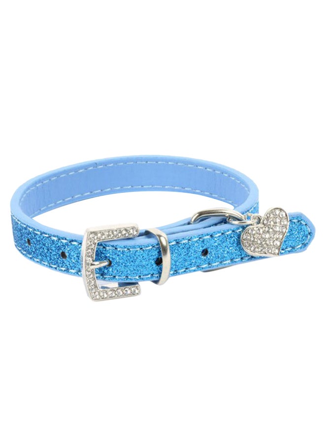 Bluelans Shining Pet Dog Collar with Rhinestone Heart Pendant Puppy Choker Necklace Blue 