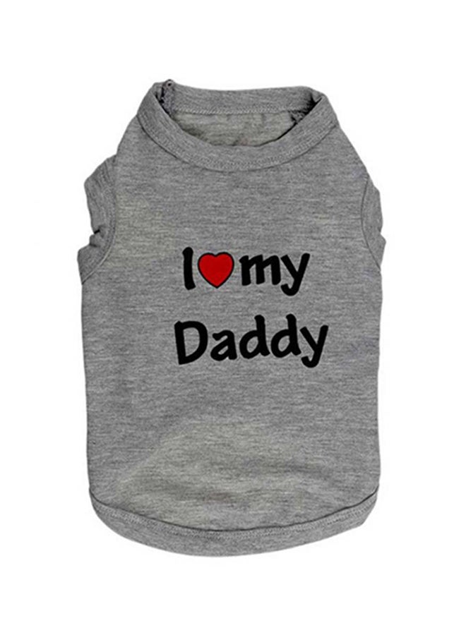 Daddy Mommy Letter Print Dog T-shirt Clothing Cotton Shirt Casual Pet Vest Grey