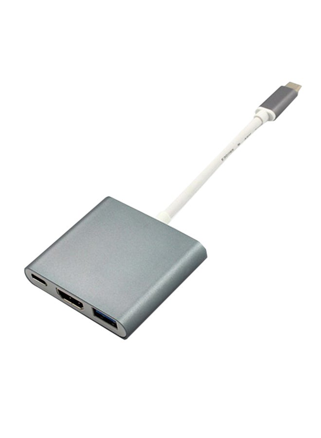 محول من منفذ Type C USB 3.1 إلى منفذ USB C بدقة 4K رمادي