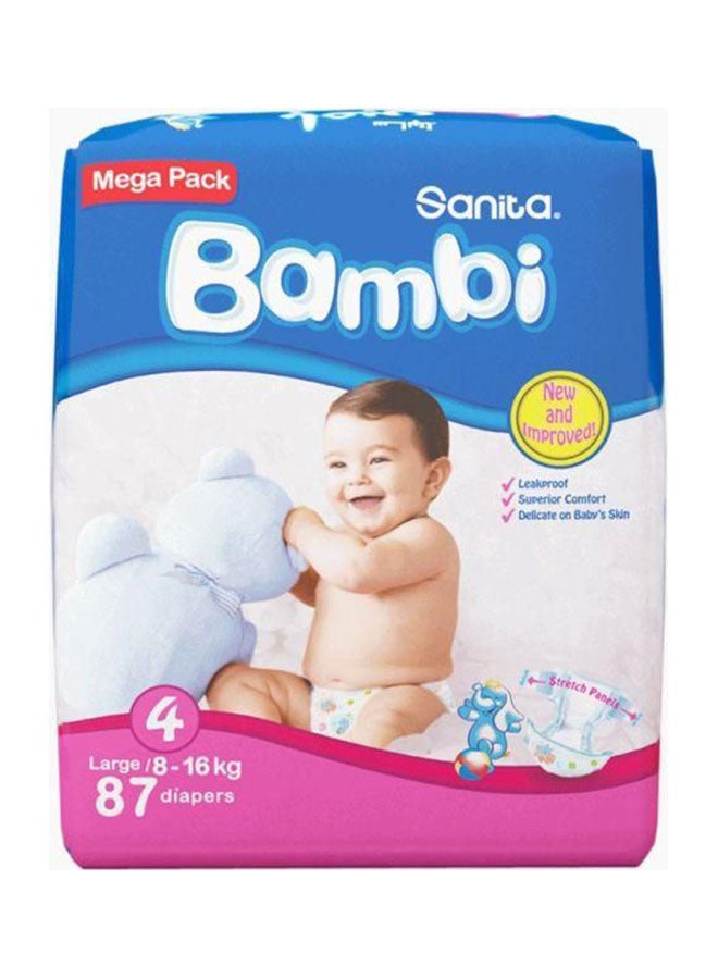 Baby Diapers, Size 4, Large, 8-16 Kg, 87 Count - v1556173495/N24221025A_1