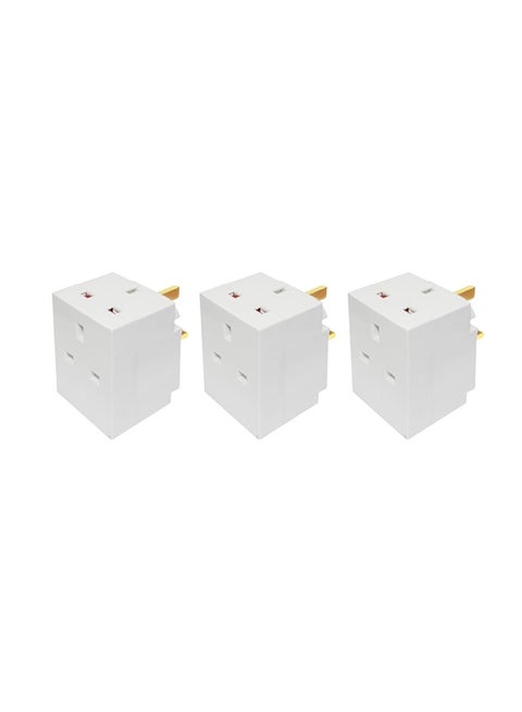 Multi Socket 3 Way Fused Adaptor White