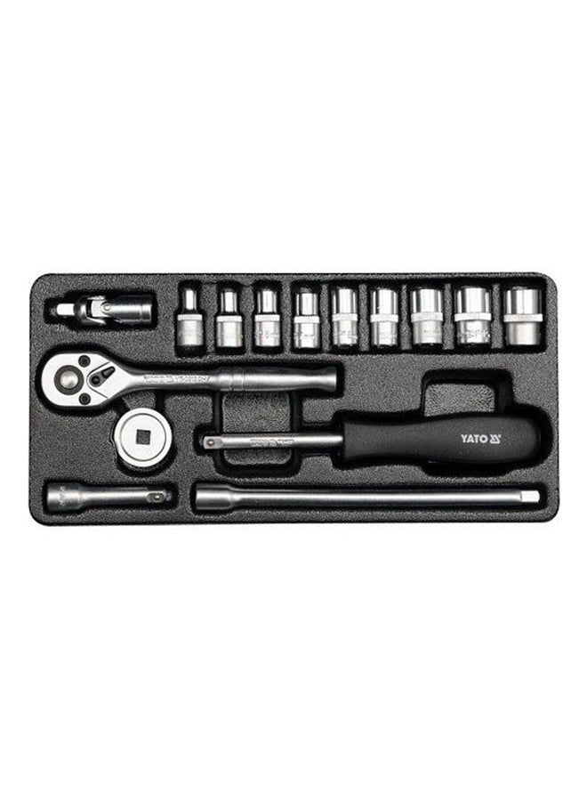 Yato 15-Pieces Tools Set With Carry Bag Silver/Black 6.9x1.4inch  - Image 2