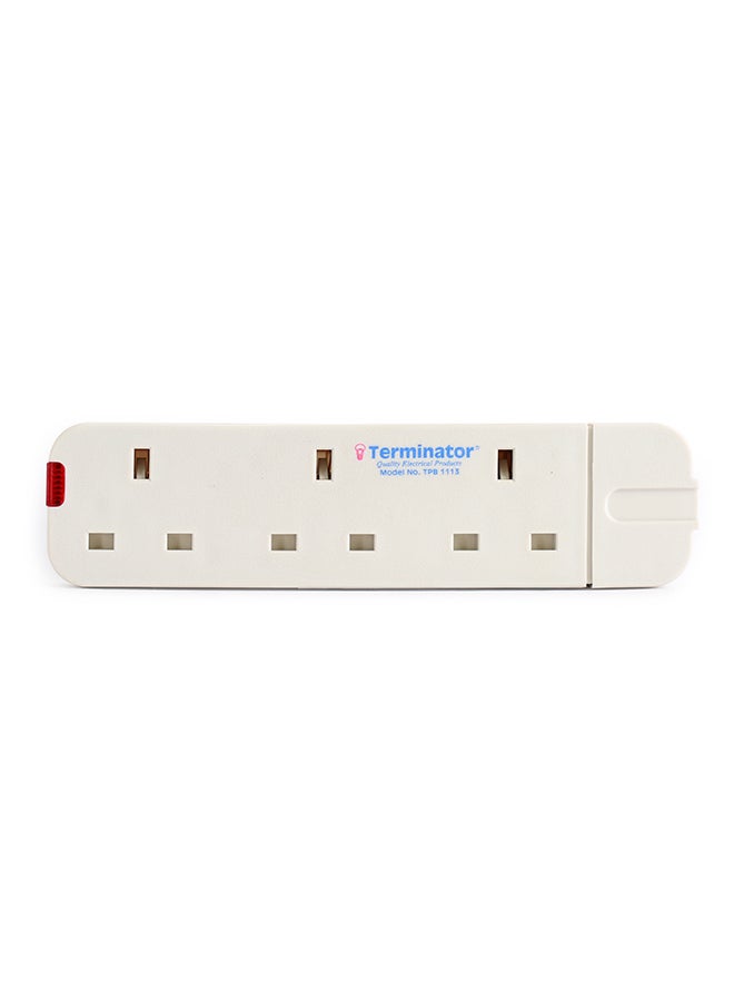 Terminator 3-Way Strip Extension Socket Board White 
