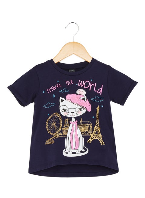 Graphic Print T-shirt Blue