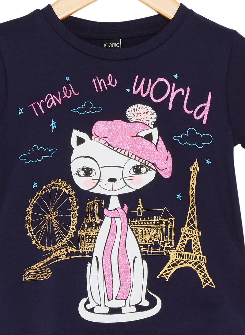 Graphic Print T-shirt Blue
