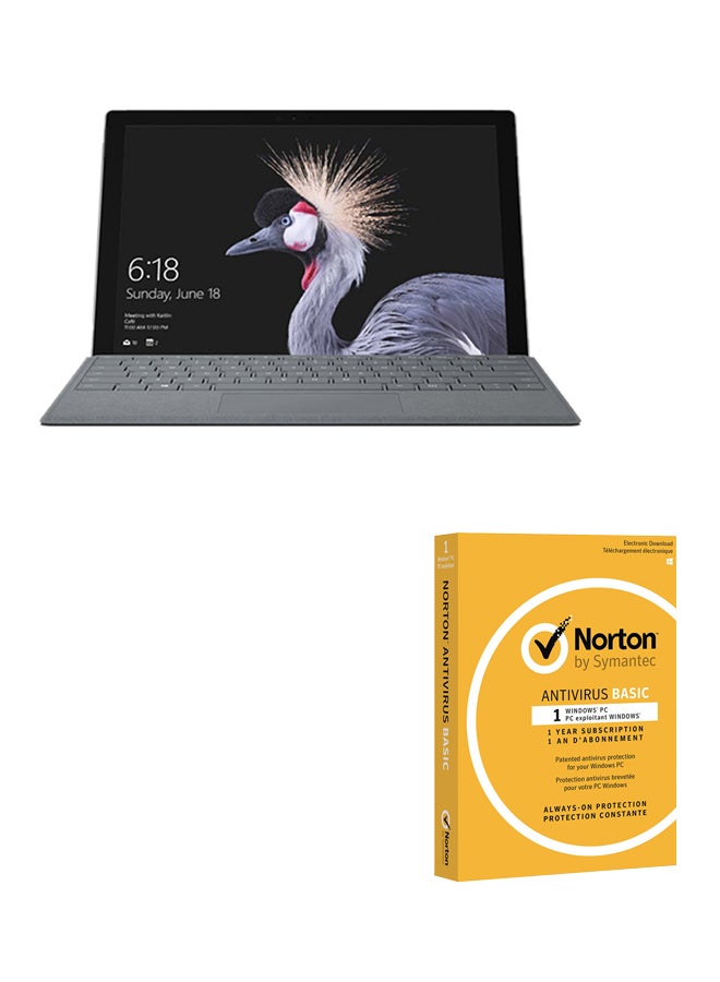 Microsoft Surface Pro Convertible LTE Laptop With 12.3-Inch Display, Intel Core i5/4GB RAM/128GB SSD/Intel HD Graphics 620 With Microsoft Surface Pro Signa TypeCover KeyBoard And Norton Antivirus Silver - Image 1