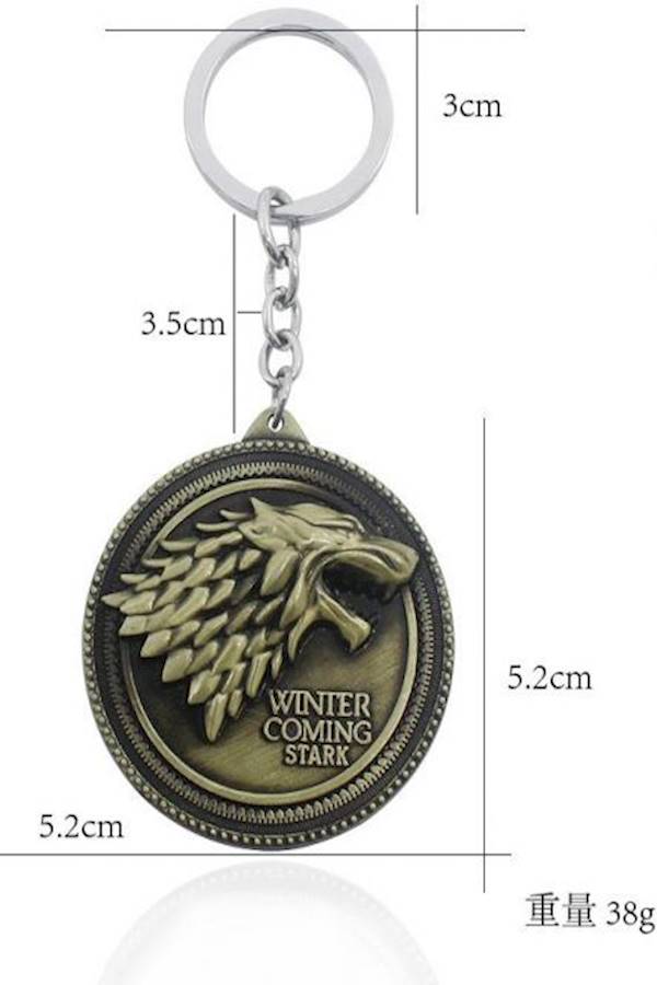 Zinc Alloy Metal Game Of Thrones Stark Keychain Gold - Image 3