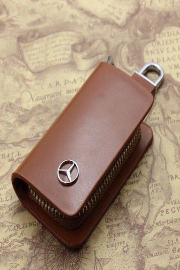 Leather Car Keychain Bag For Mercedes - Image 3