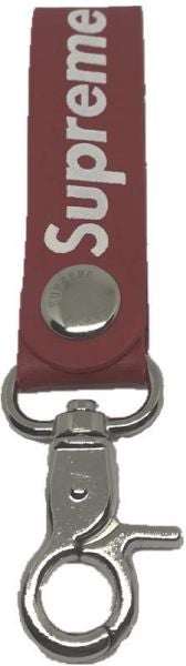 Creative Style Letter Supreme  Leather Keychain Red - Image 2