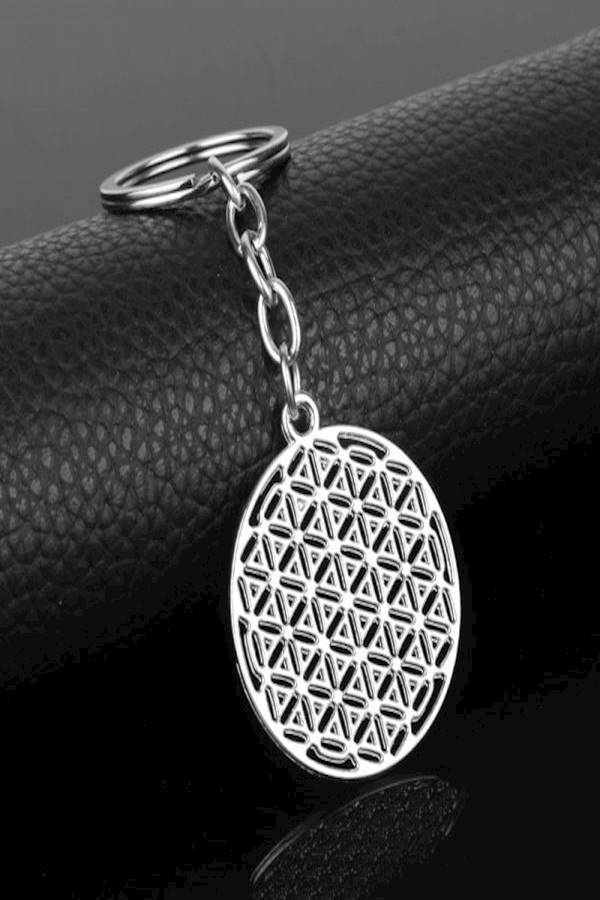 حلقة مفاتيح مصنوعة من خليط معدني بتصميم دائري مجوف - Image 2