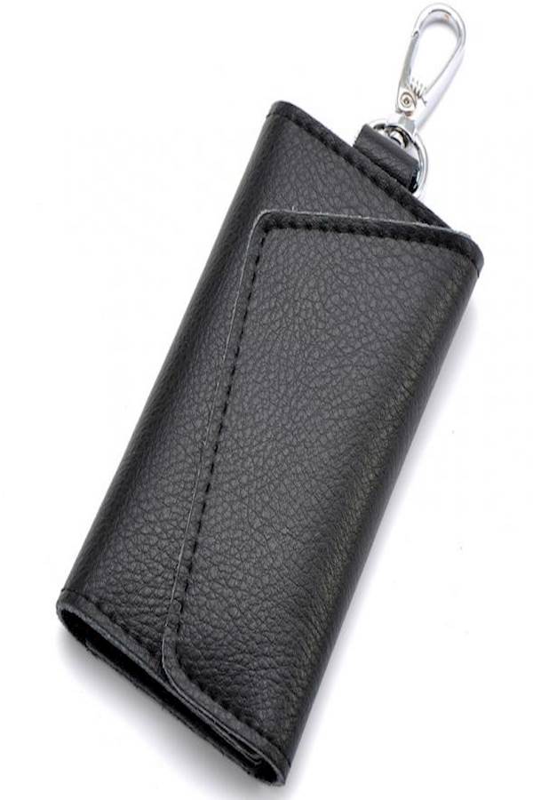 Fashion Genuine Leather Key Wallets Black - Image 2