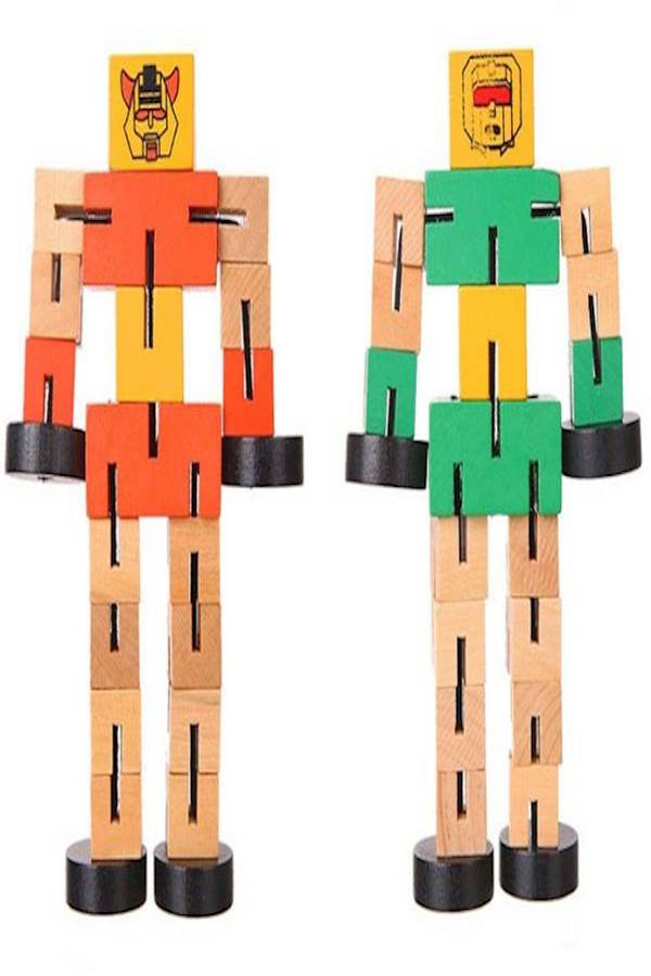 2-Piece Wooden Car Transformation Robot Toy Set - Image 1