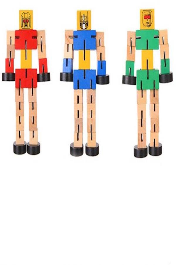 2-Piece Wooden Car Transformation Robot Toy Set - Image 3