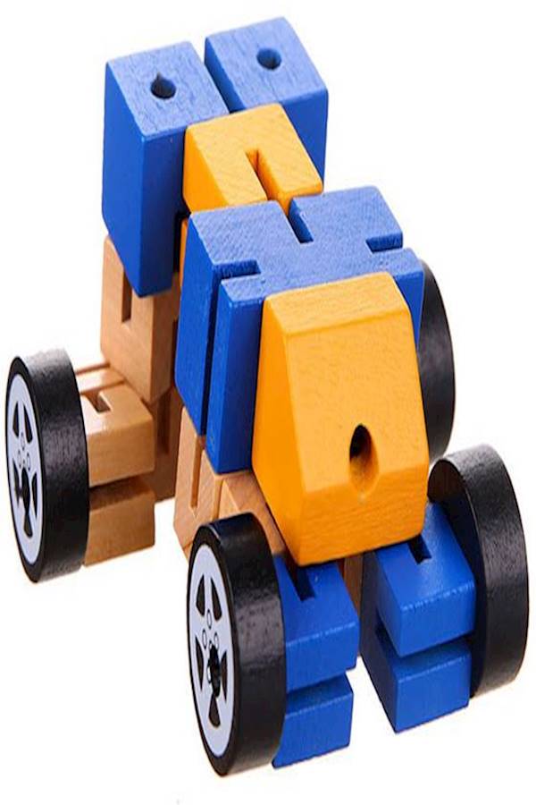 2-Piece Wooden Car Transformation Robot Toy Set - Image 4
