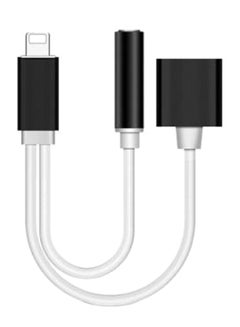 2-In-1 Dual Lightning Adapter Charging Splitter Black/White