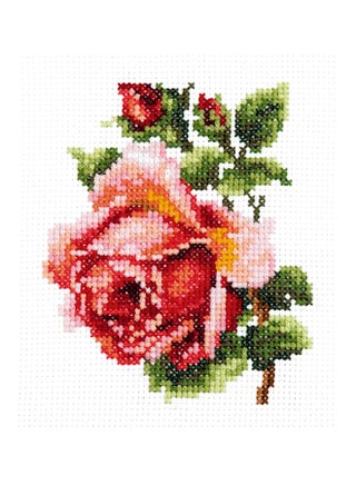 Sewing Cross-Stitch Kit Rosette Pattern Pink/Green - v1556194848/N24445751A_1