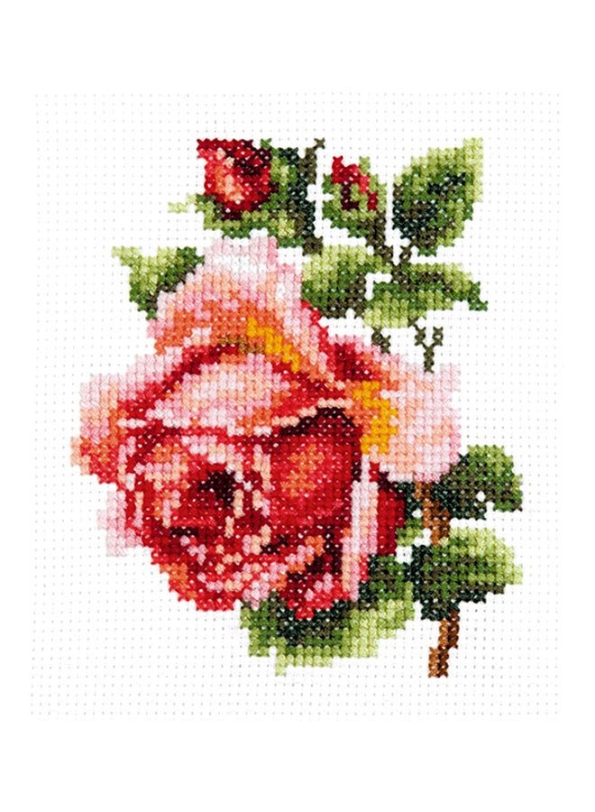 Sewing Cross-Stitch Kit Rosette Pattern Pink/Green