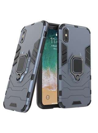 Anti-Fall Ring Bracket Full Package Armor Phone Case Cover For Apple iPhone X Blue - v1556195048/N24455086A_1