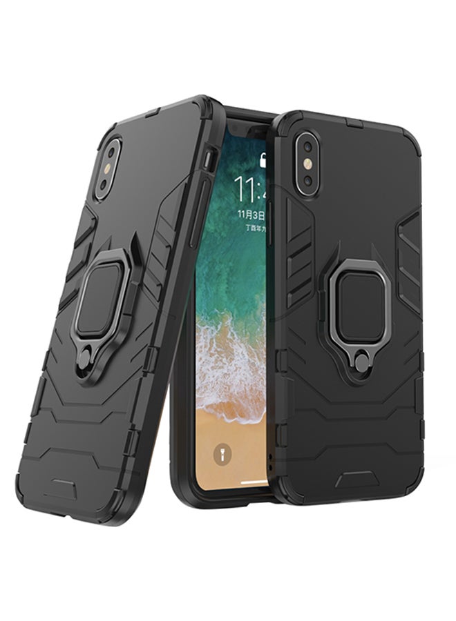 Anti-Fall Ring Bracket Full Package Armor Phone Case Cover For Apple iPhone Xs Black - Image 1