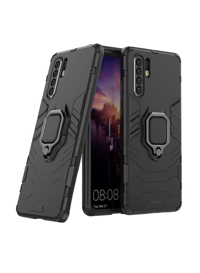 Anti-Fall Ring Bracket Full Package Armor Plastic Phone Case Cover For Huawei P30 Pro Black - Image 1