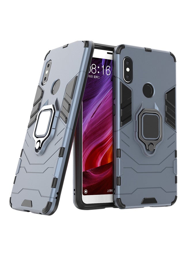 Anti-Fall Ring Bracket Full Package Armor Phone Case Cover For Xiaomi Redmi Note 6 Blue - Image 1