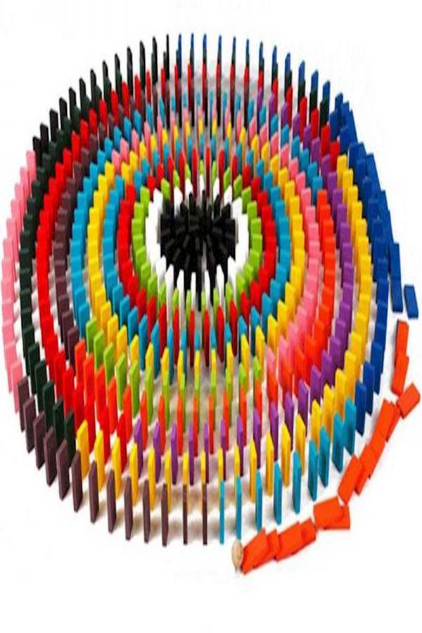 120-Pieces Wooden Colo Dominoes Jeux Bricks Rainbow Kids - Image 1