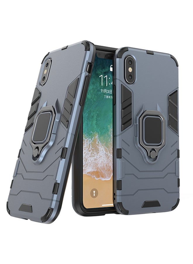 Generic - Anti-Fall Ring Bracket Full Package Armor Phone Case Cover For Apple iPhone Xr Blue - Image 1