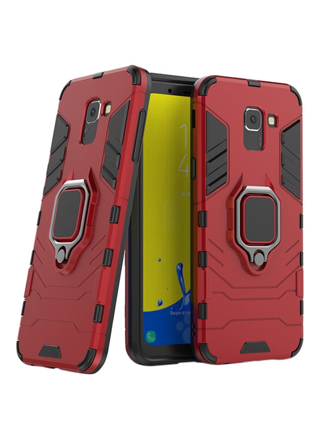 Anti-Fall Ring Bracket Full Package Armor Phone Case Cover For Samsung Galaxy J6 Prime 2018 Red  - Image 1