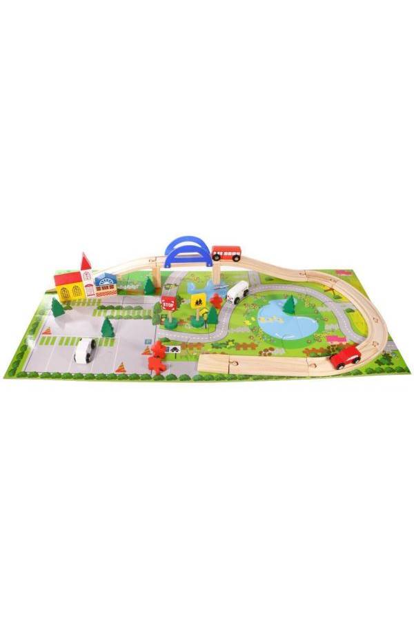 Educational Wooden Rail Overpass - 40 Piece Toy Set  - Image 1