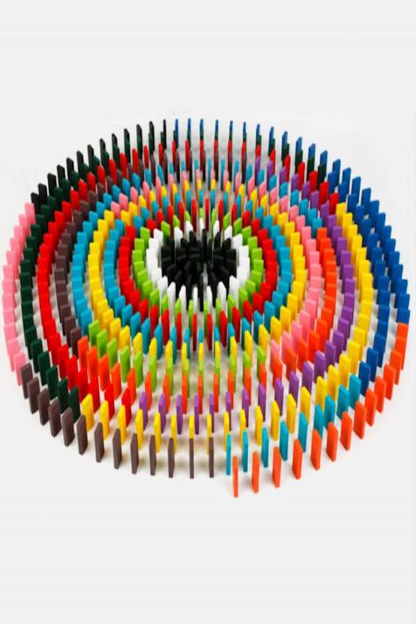 120 Pieces Rainbow Dominoes Wooden Blocks Children'S Early Learning Educational Toys Competition 