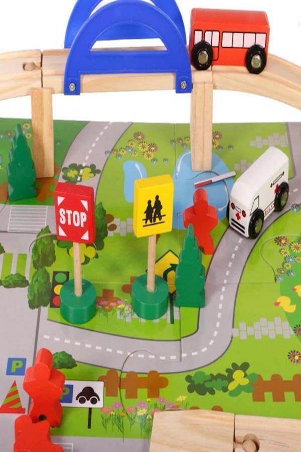 Educational Wooden Rail Overpass - 40 Piece Toy Set  - Image 3