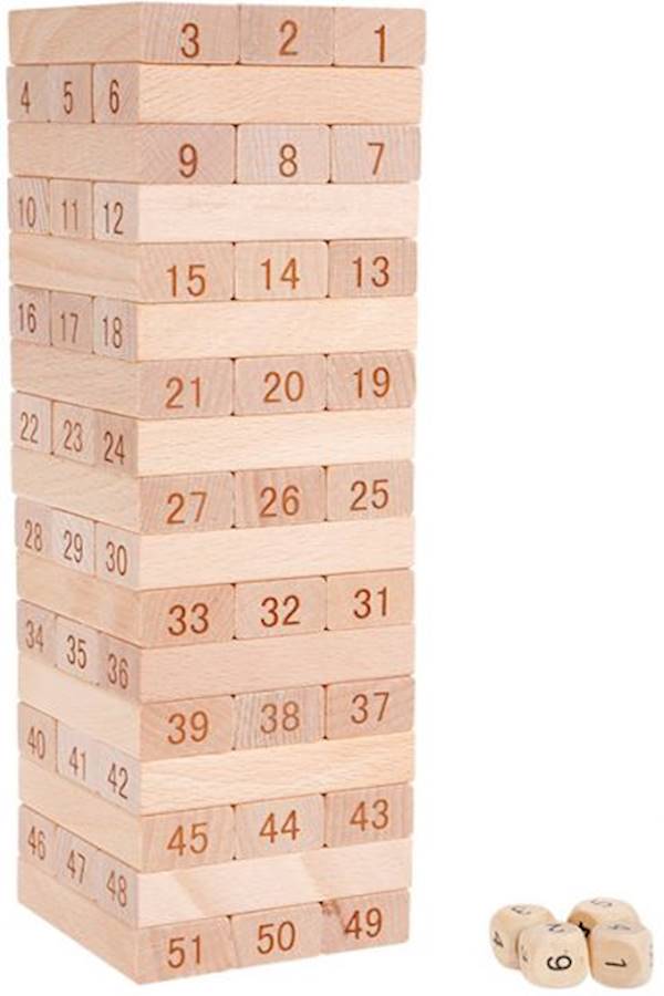 مجموعة مكعبات بناء من خشب الزان مكونة من 51 قطعة - Image 1