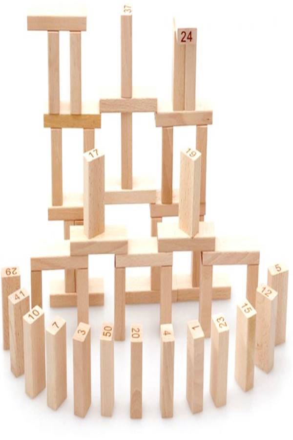 مجموعة مكعبات بناء من خشب الزان مكونة من 51 قطعة - Image 2