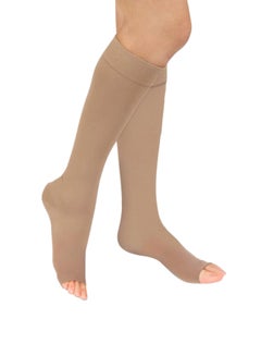 Over Knee High Compression Socks, Class 2 (23-32 mmHg) Open Toe With Silicon Flesh