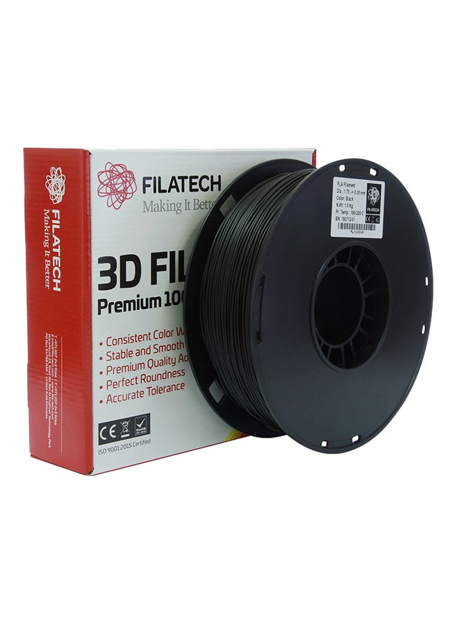 Filatech 3D Printing Filament PLA 1.75mm 1kg Black - Image 1