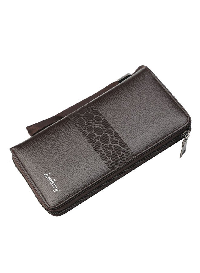 Purse Business Multi-Function Zipper Clutch Bag Dark Brown