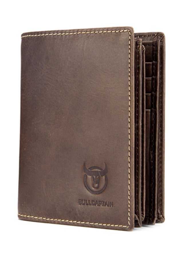 Bullcaptain Minimalist Leather Bifold Wallet Brown