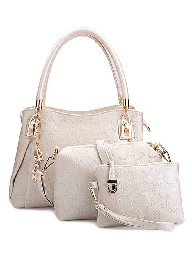 Generic 3-Pieces Bag Pu Leather Purse Bags Set White 