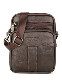 Classic Cowhide Leather Messenger Mini Mobile Phone Crossbody Bag Deep Coffee