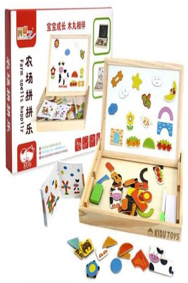 Magnetic Shapes Box with Whiteboard & Blackboard - Image 2