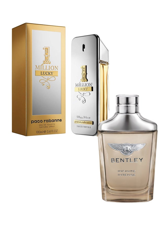 اورورا طقم ماء تواليت ون مليون لاكي وماء عطر إنفينيتي إنتنس (1 Million Lucky EDT 100 ml And Infinity Intense EDP 100 ml) - Image 1