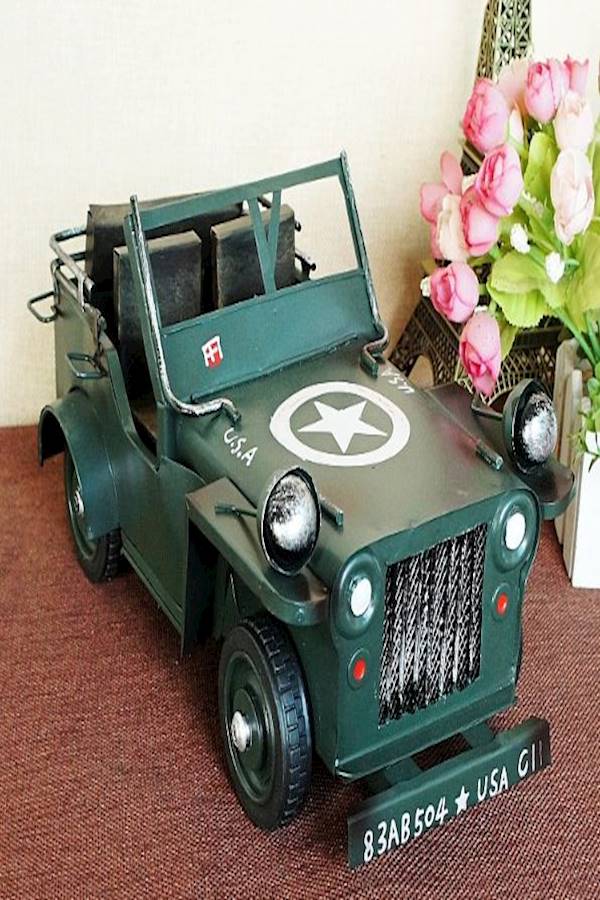 Car Vintage Tin Suv Of World War Ii Vehicle Model Kids Toys - Image 2