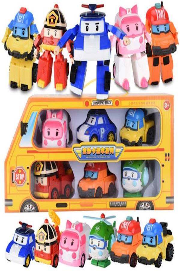 6-Piece Robot Transformation Car Toy Set  - Image 1