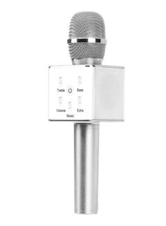 Generic Wireless Q7 Karaoke Microphone and Speaker 1553120329-6675 Silver/White 