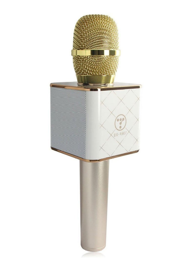 ميكروفون Q7 كاريوكي لاسلكي محمول باليد مزود بتقنية البلوتوث مناسب للهواتف الذكية 1553104221-1856 ذهبي/فضي/أبيض