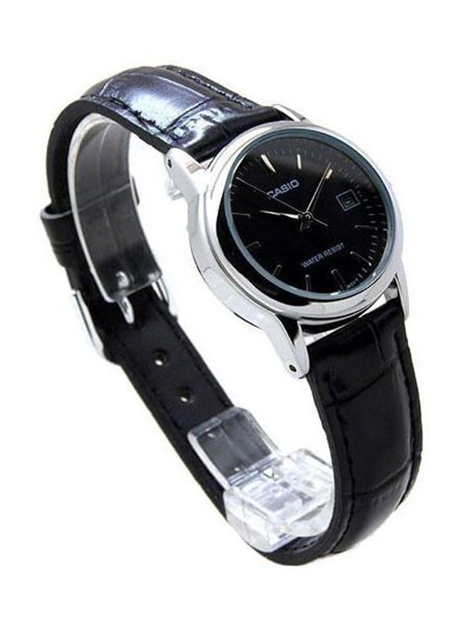 كاسيو ساعة يد بعقارب وسوار من الجلد طراز LTP-V002L-1A - قياس 31 مم - لون أسود للنساء - Image 2