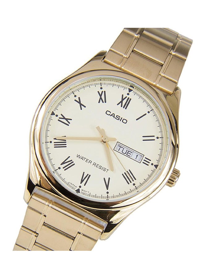 كاسيو ساعة يد بعقارب وسوار من الإستانلس ستيل طراز MTP-V006G-9BUDF - 38 مم - ذهبي للرجال - Image 2